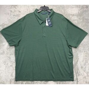 NWT Cutter & Buck Men's Polo Shirt Size 4XB Green Striped Drytech 50 UPF‎